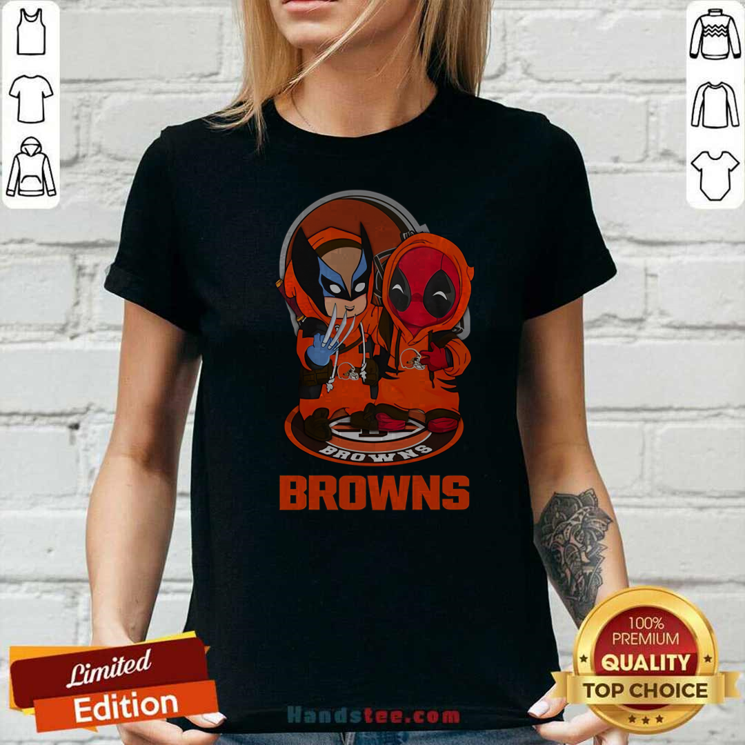 Cleveland Browns Marvel Wolverine Deadpool True Friends Ladies-tee