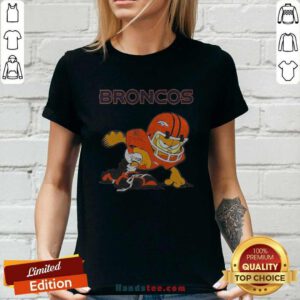 Denver Broncos Garfield Cat Grumpy Football Player 2024 Ladies-tee.