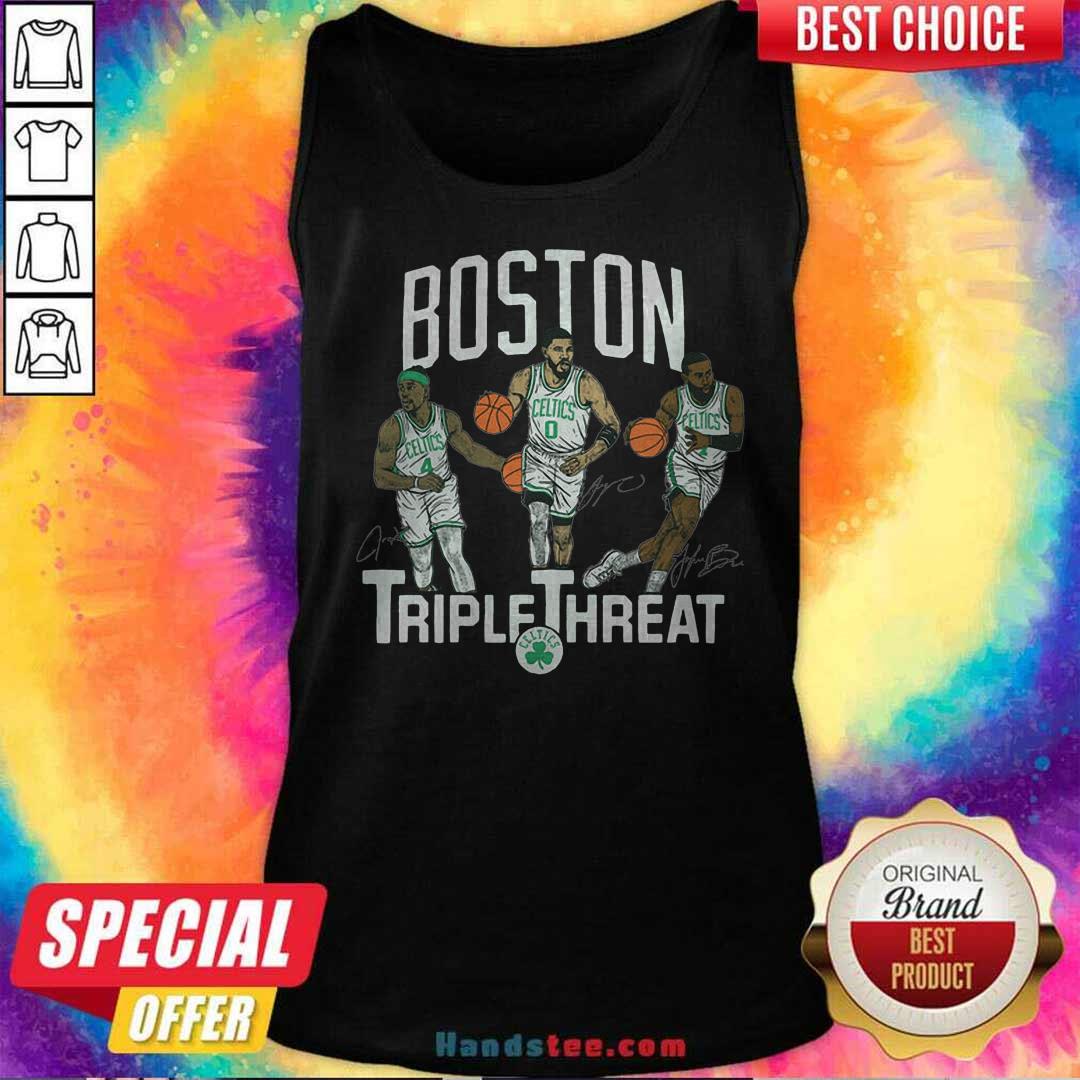 Official Celtics Triple Threat Holiday Tatum Brown Tank-top