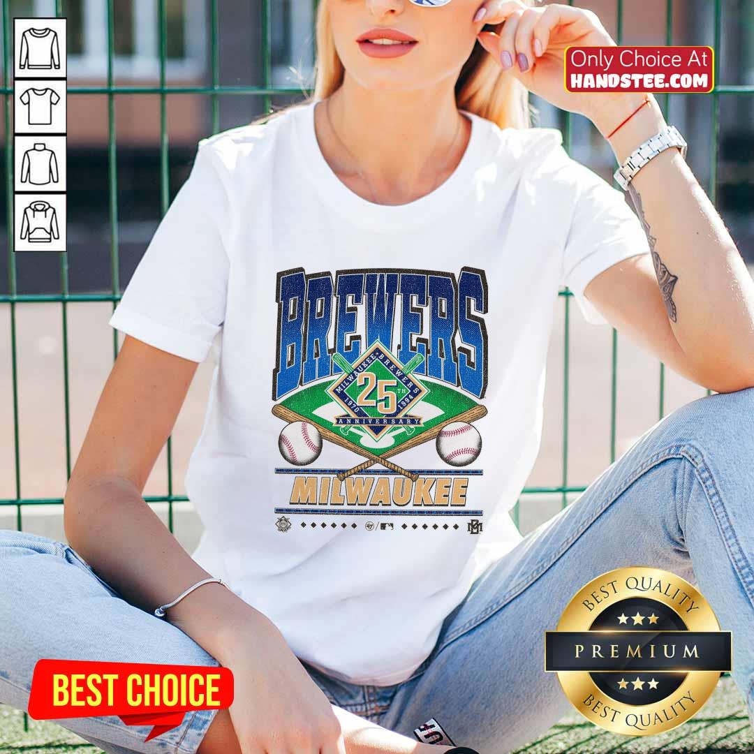 Original Brewers Milwaukee Breewers 1970-1994 Anniversary V-neck