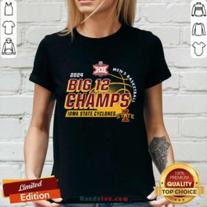 Cardinal Iowa State Cyclones 2024 Big 12 Men's Basketball Conference Tournament Champions Locker Room Ladies-tee
