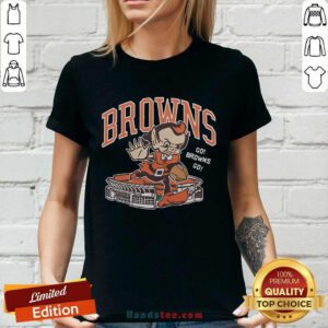 Cleveland Browns Brownie Stiff Arm Stadium Ladies-tee
