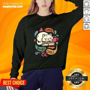 Funny Coffee Books And Chill Cat Sweater