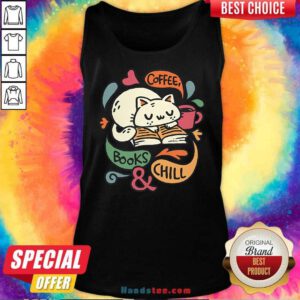 Funny Coffee Books And Chill Cat Tank-top