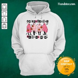 Hot Cute On Wednesday We Wear Pink Ghost Halloween Hoodie