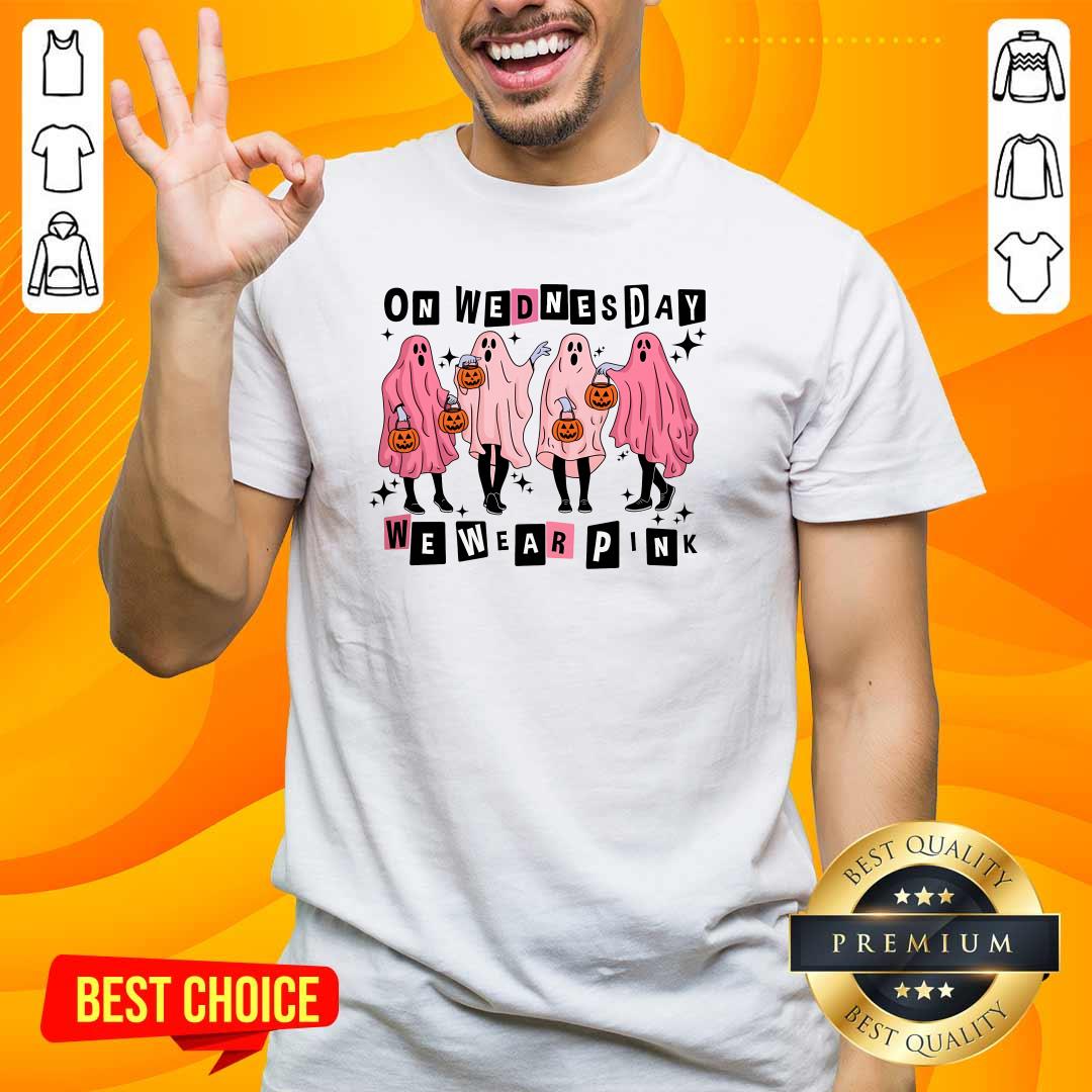 Hot Cute On Wednesday We Wear Pink Ghost Halloween T-Shirt