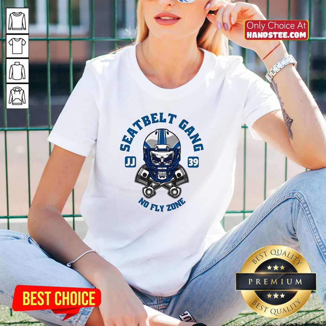 Awesome Detroit Lions Seatbelt Gang No Fly Zone V-neck