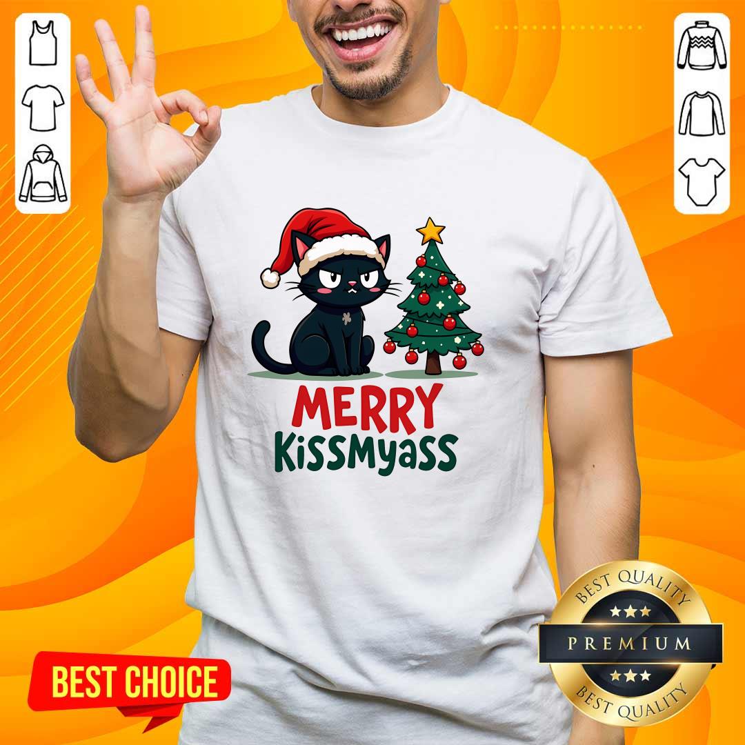 Good Cute Cat Merry Kissmyass Christmas T-Shirt