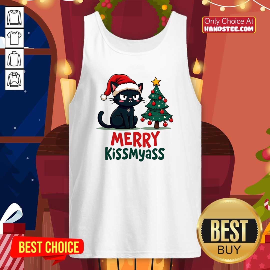 Good Cute Cat Merry Kissmyass Christmas Tank-top