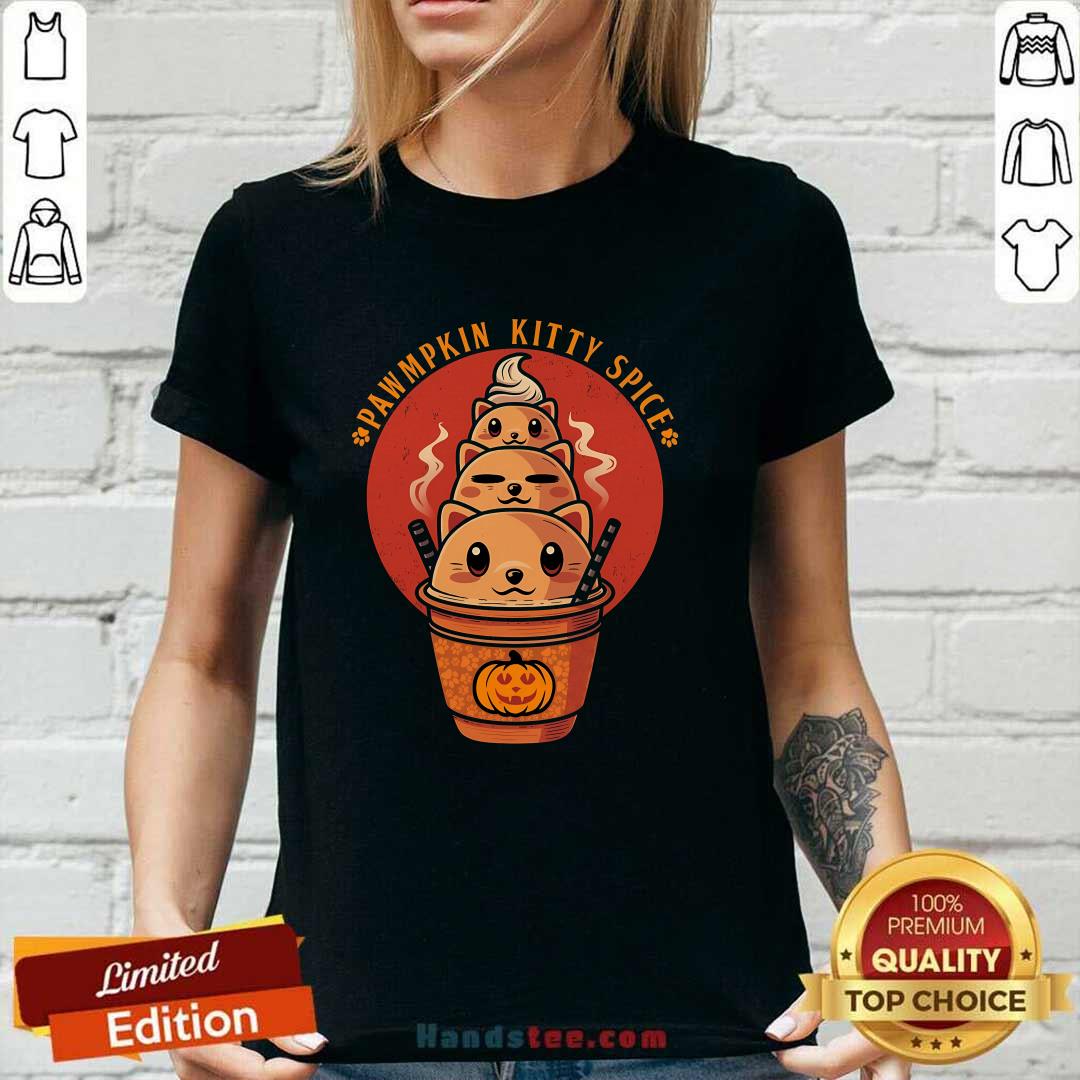 Nice Cute Pawmpkin Kitty Spice Halloween Cat Ladies-tee