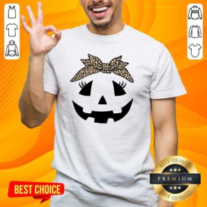 Nice Jack O Lantern Pumpkin Leopard Face Halloween T-Shirt