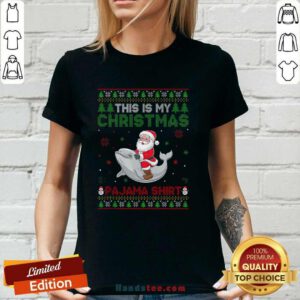 Nice Santa Riding Beluga Whale This Is My Christmas Pajama Ladies-tee