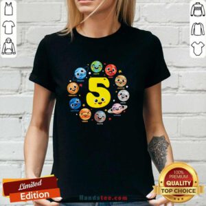 Official Cute Planets Three 5 Years Old 5th Birthday Boy And Girl Ladies-tee