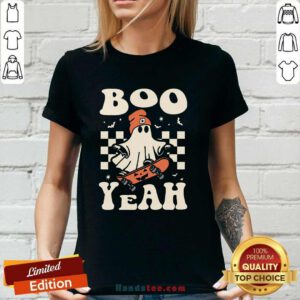 Official Halloween Ghost Boo Yeah Skateboard Ladies-tee