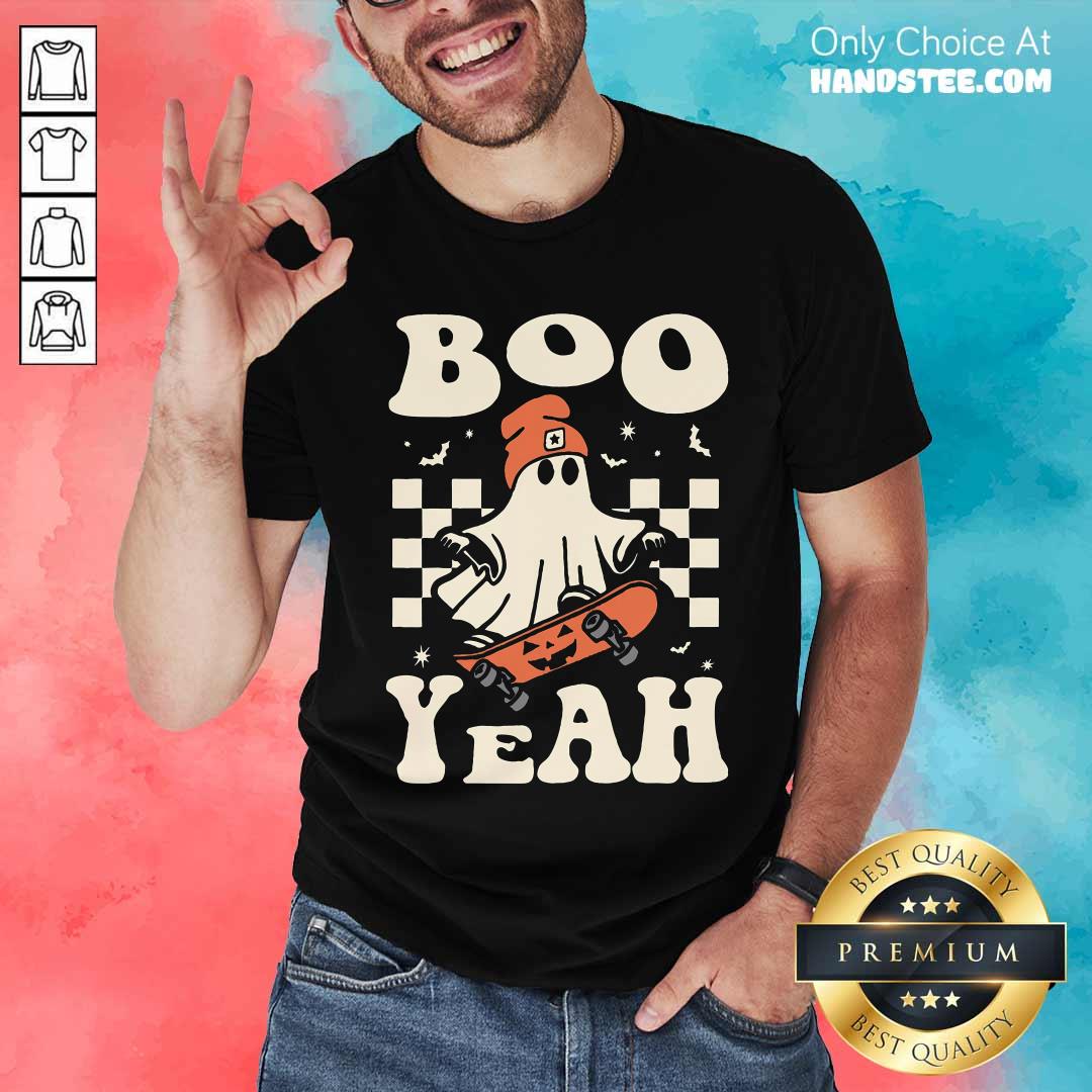 Official Halloween Ghost Boo Yeah Skateboard T-Shirt