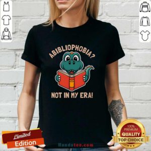 Original Abibliophobia Reading Dinosaur Book Lover Ladies-tee
