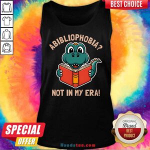 Original Abibliophobia Reading Dinosaur Book Lover Tank-top