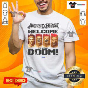 Awesome Altered Beast Welcome To Your Doom Sega Video Game T-Shirt featuring retro graphics and bold colors.