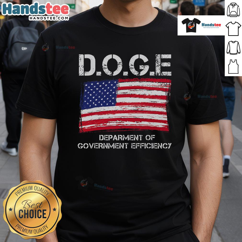 Awesome Doge Department of Government Efficiency T-Shirt featuring an American flag design, perfect for doge fans.