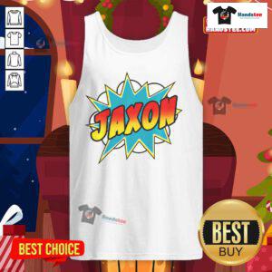 Awesome Jaxon comic book superhero name tank top featuring vibrant graphics and bold colors for stylish fans.