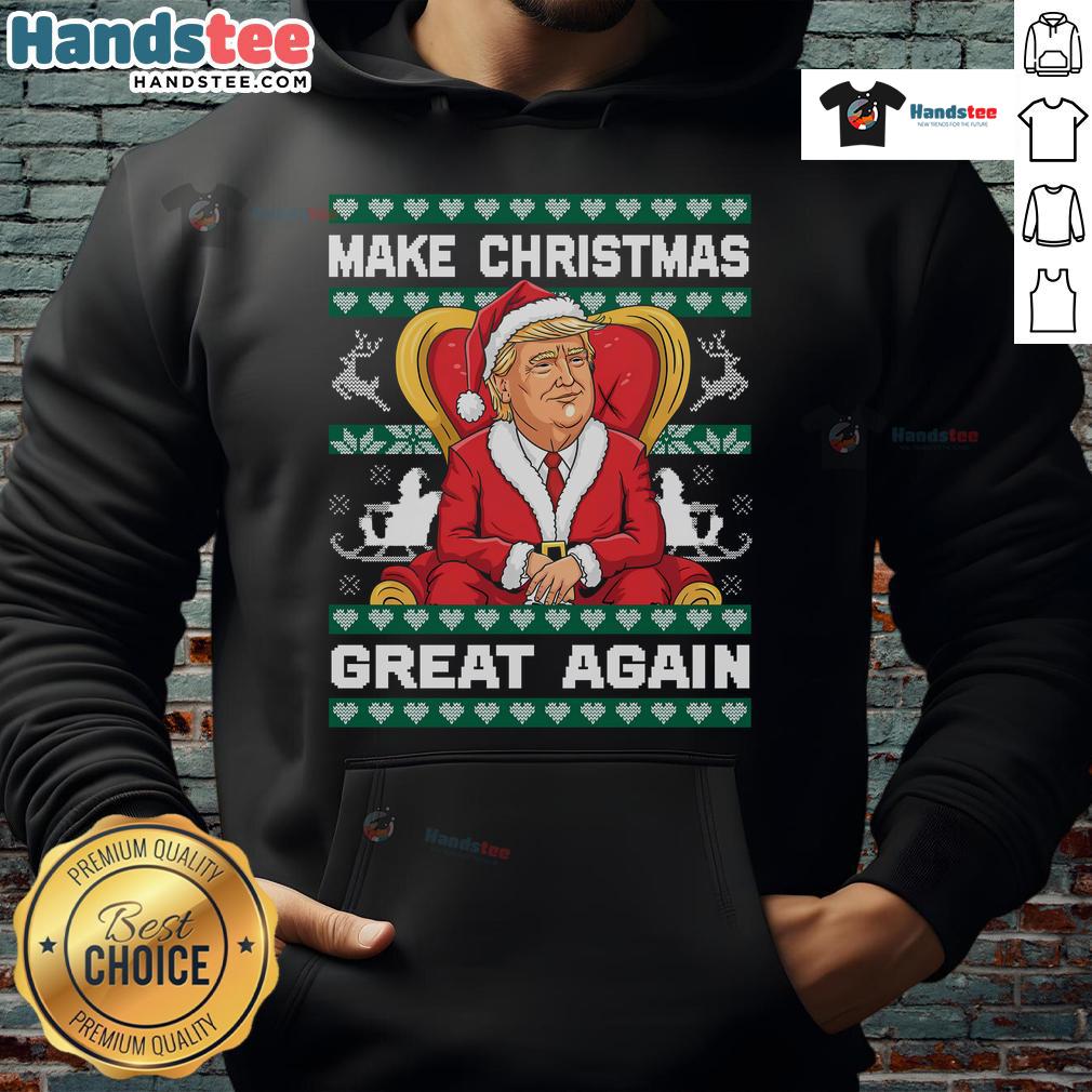 Alt Text: Awesome Trump Make Christmas Great Again Hoodie in festive red, perfect for holiday celebrations and political supporters.