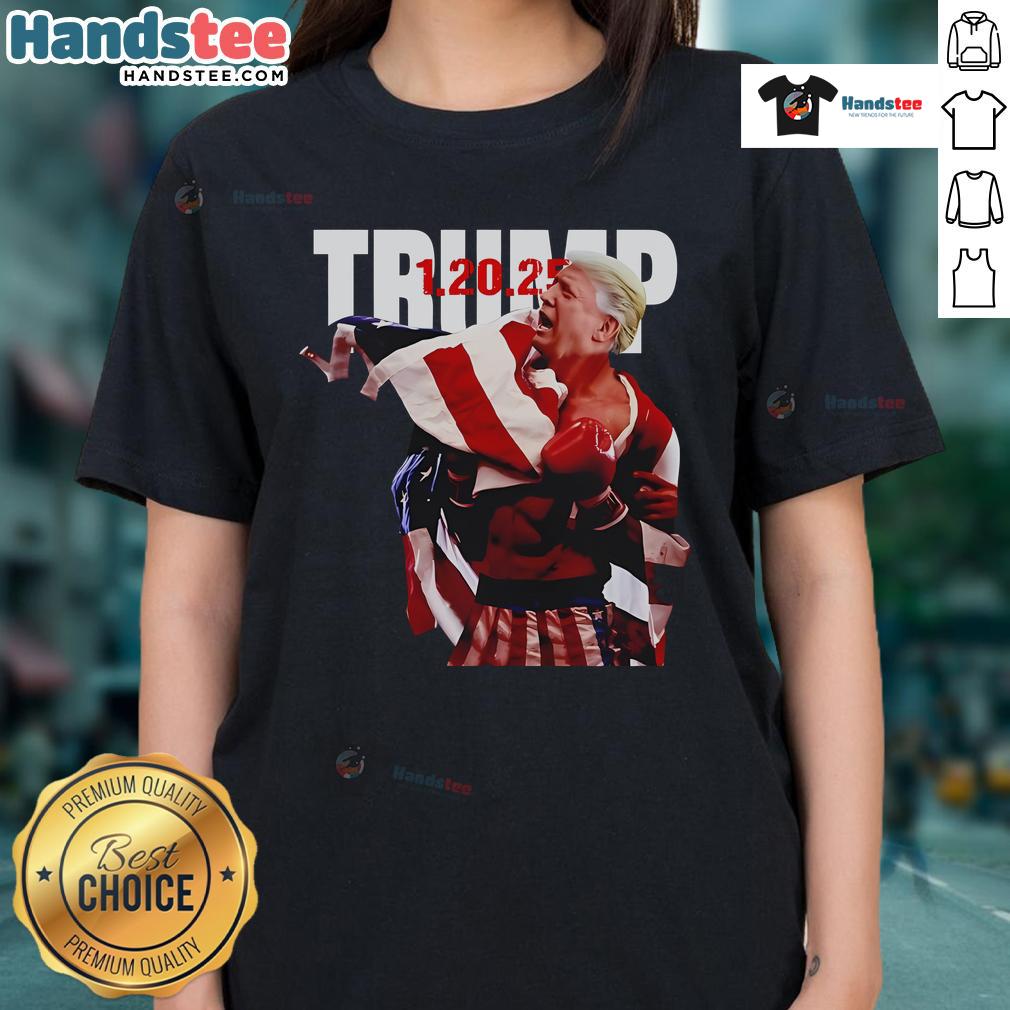 Awesome Trump Rocky Won 1-20-25 ladies tee featuring bold graphics and stylish design for fans of political humor.