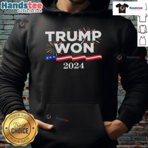 Awesome Trump Won Again 2024 Hoodie showcasing a bold design celebrating Trump's 2024 campaign victory.