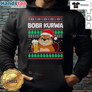 Festive Cute Bobr Kurwa Bober hoodie featuring a Christmas beer design, perfect for holiday celebrations and winter wear.
