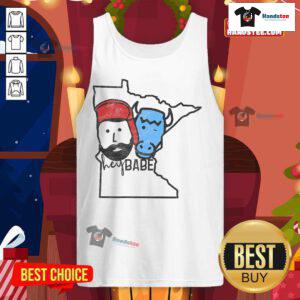 Cute Minnesota Babe wearing Paul Bunyan tank top, showcasing a fun and stylish look perfect for summer outings.