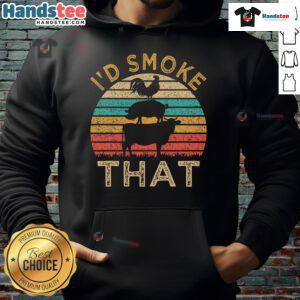 Funny BBQ ID hoodie featuring retro grilling design against a sunset backdrop, perfect for barbecue enthusiasts.
