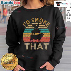 Funny BBQ ID sweatshirt featuring retro grilling design with smoke and sunset, perfect for barbecue enthusiasts.