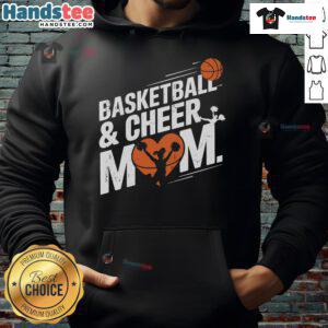 Funny basketball and cheer mom hoodie featuring playful designs for proud sports moms.
