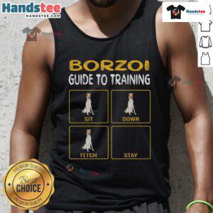 Funny Borzoi guide to training dog obedience tank top featuring a playful Borzoi graphic and humorous text design.
