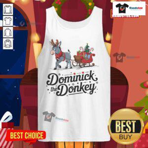 Funny Dominick the Donkey Christmas sleigh tank top, perfect for holiday parties and festive celebrations.