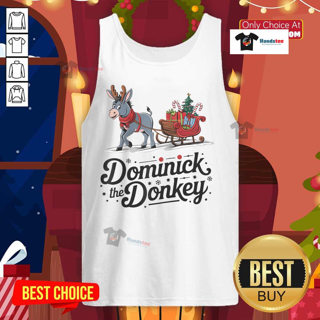 Funny Dominick the Donkey Christmas sleigh tank top, perfect for holiday parties and festive celebrations.