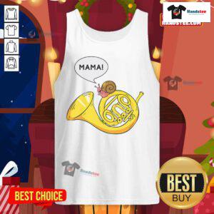 Funny French Horn Snail Mama Pun Tank Top featuring a whimsical snail design, perfect for music lovers and pun enthusiasts.