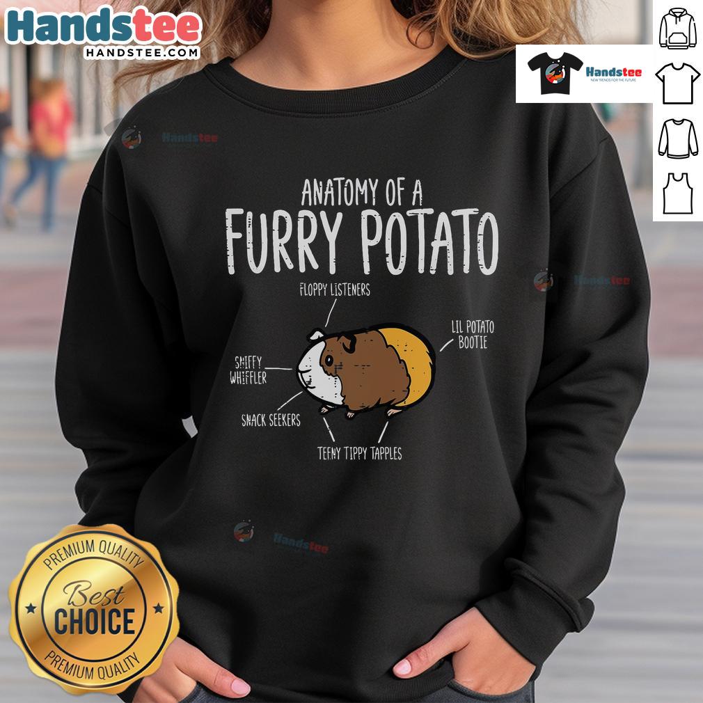 Funny Guinea Pig anatomy design on a furry potato cavy sweatshirt, perfect for animal lovers and humor enthusiasts.