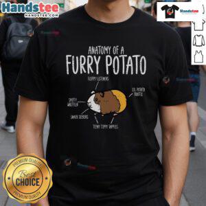 Funny Guinea Pig Anatomy graphic on a Furry Potato Cavy T-Shirt, showcasing cute illustrations and playful design.