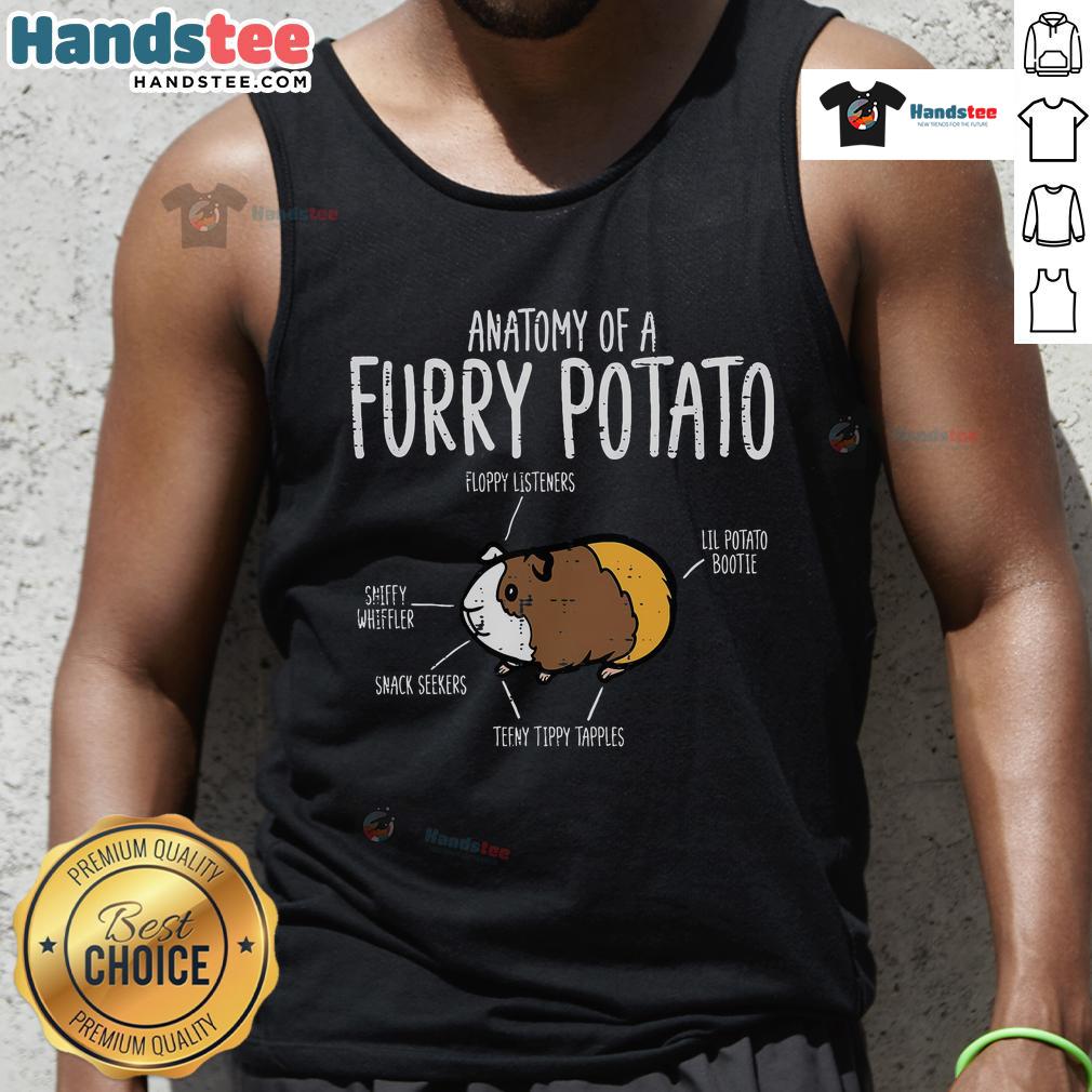 Funny guinea pig anatomy illustration on a furry potato cavy tank top, showcasing adorable and humorous pet design.