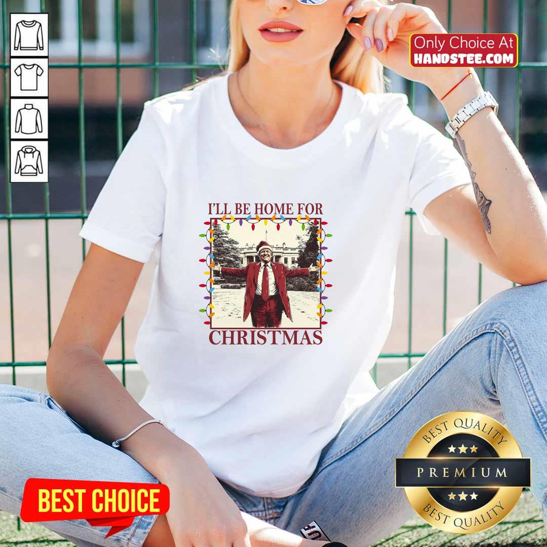 Funny I'll Be Home For Christmas Trump V-neck