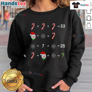 Funny math teacher Christmas sweatshirt featuring playful holiday-themed designs perfect for festive classroom spirit.