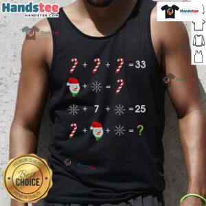 Funny math teacher Christmas tank top featuring humorous math-themed graphics and festive colors for holiday cheer.