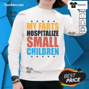 Funny My Farts Hospitalize Small Children sweatshirt featuring humorous text design on a cozy fabric.