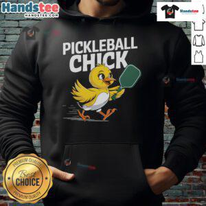 Funny pickleball chick wearing a hoodie, showcasing her love for pickleball with a playful and energetic vibe.