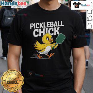 Funny Pickleball Chick T-Shirt featuring a playful pickleball player design, perfect for pickleball enthusiasts.