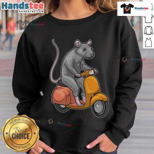Funny rat on a scooter graphic sweatshirt, perfect for animal lovers and quirky fashion enthusiasts.