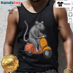 Funny rat riding a scooter on a colorful tank top design, perfect for animal lovers and quirky fashion enthusiasts.