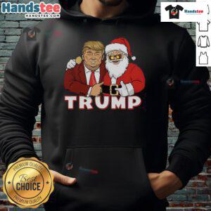 Funny Trump with Santa Claus hoodie for Christmas, featuring a humorous design perfect for holiday celebrations.