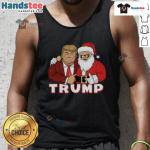 Funny Trump with Santa Claus on a Christmas tank top, perfect for festive holiday wear and Trump supporters.