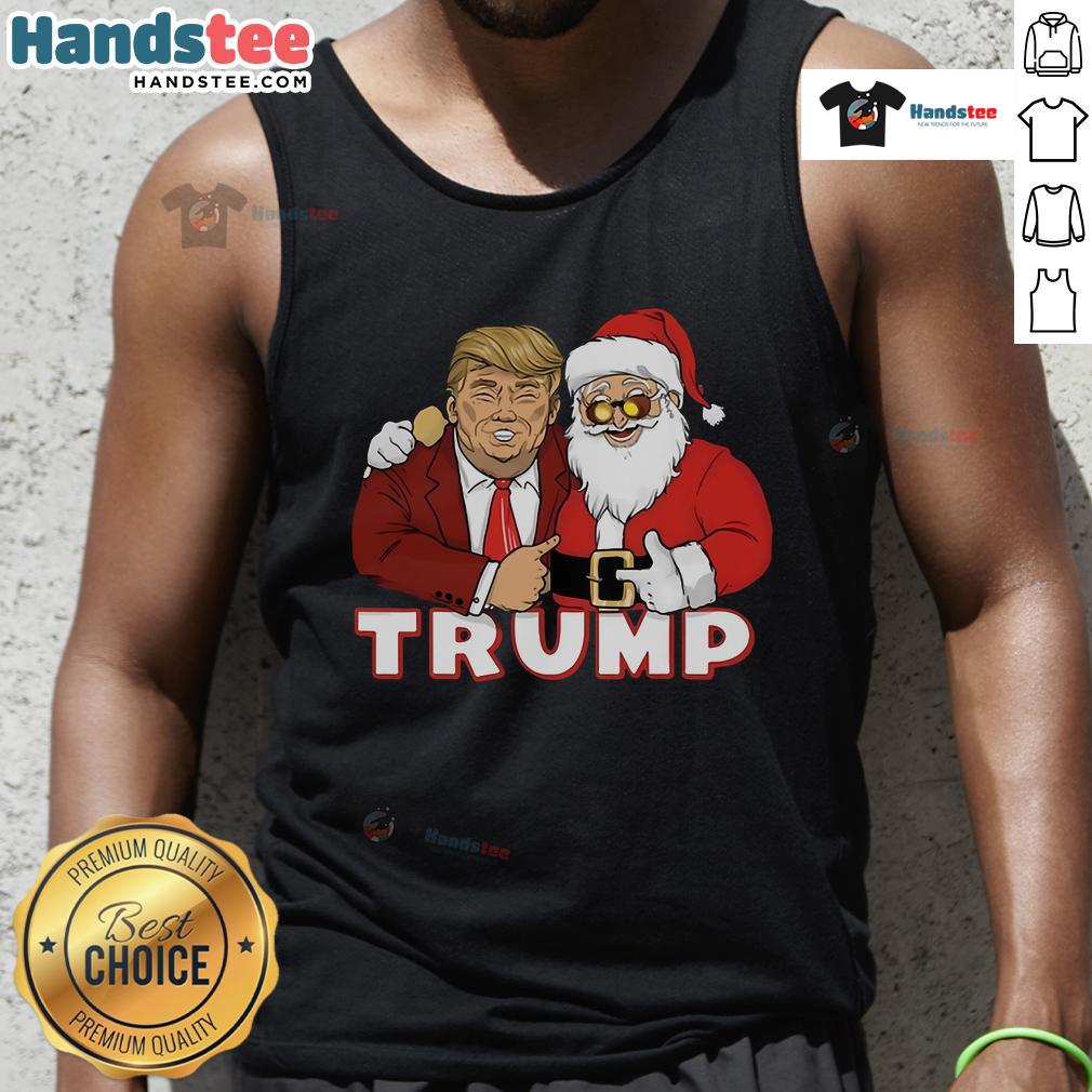Funny Trump with Santa Claus on a Christmas tank top, perfect for festive holiday wear and Trump supporters.